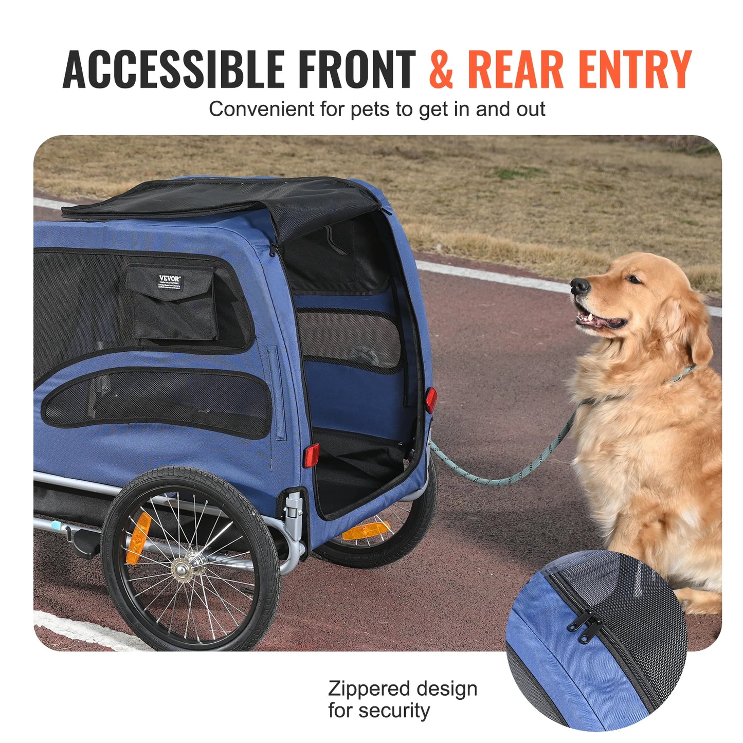 Dog Bicycle Trailer Carrier Collapsible 100 Lb Capacity