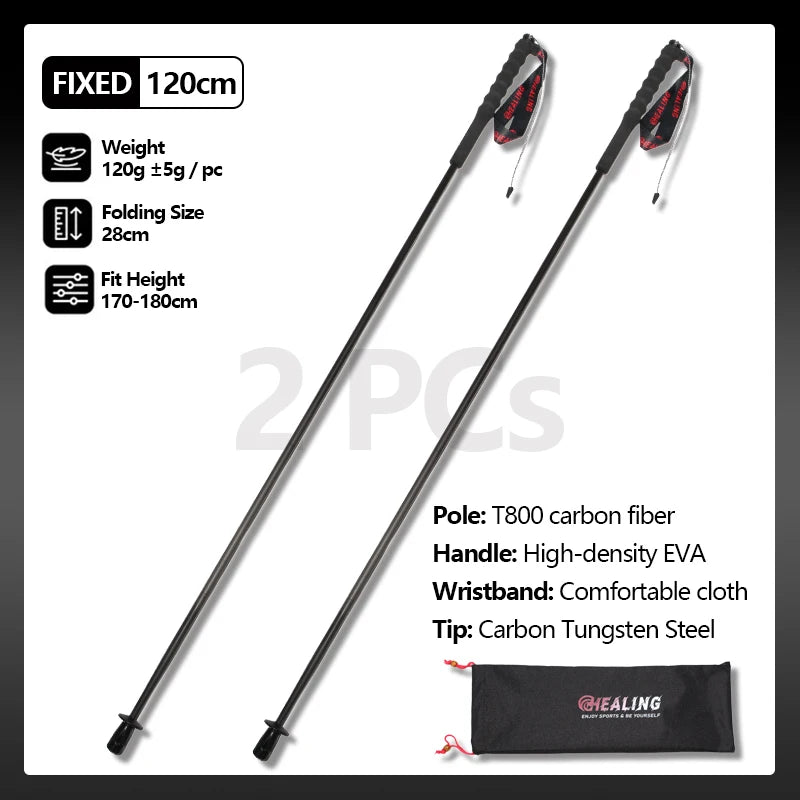 OKHEALING Ultralight Carbon Fiber Trekking Poles Foldable