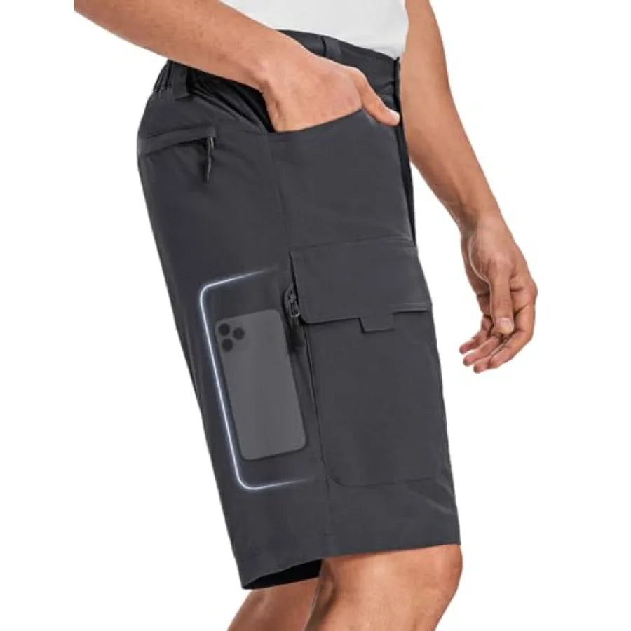 Mens Hiking Shorts With Phone Pocket Lightweight Quick Dry