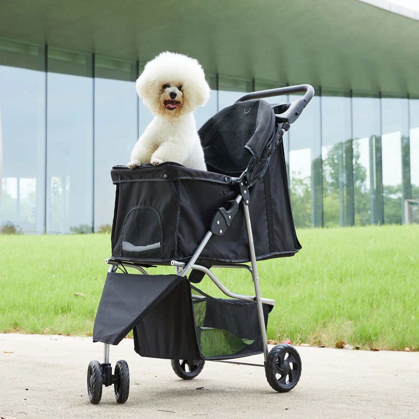 3 Wheel Foldable Pet Stroller for Small Dogs and Cats