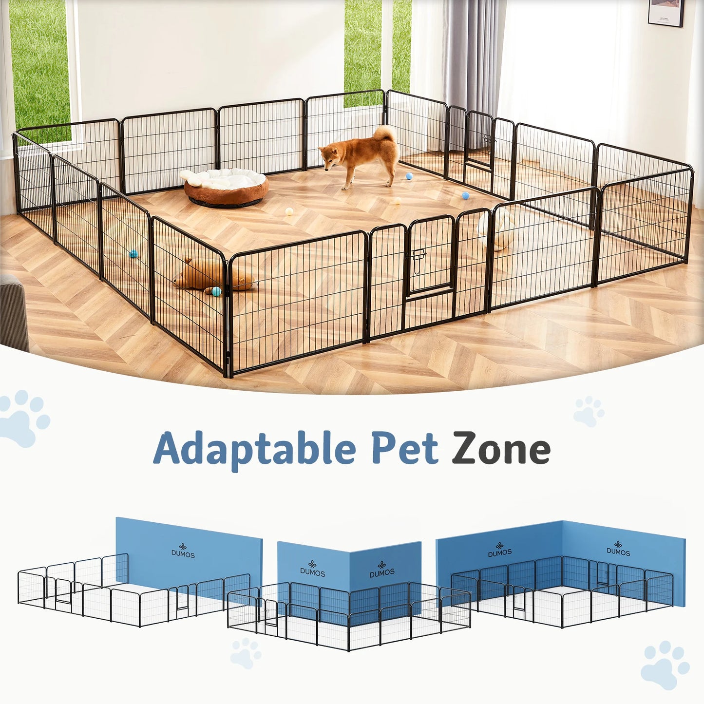 JHK Foldable Metal Dog Playpen 16Panel Indoor Outdoor Fence