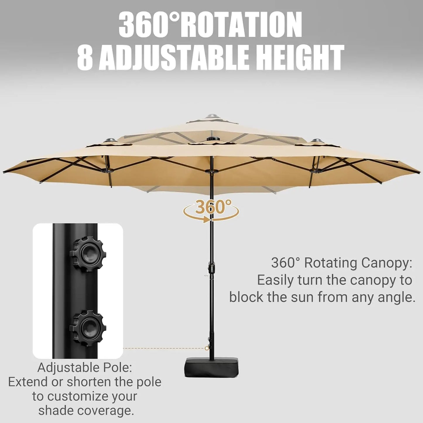 Double-Sided Patio Umbrella With Base Included For Outdoor Use