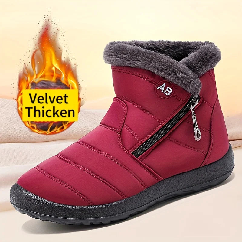 Women Mid-Calf Snow Boots With Zip Lining Plush Insole Warm