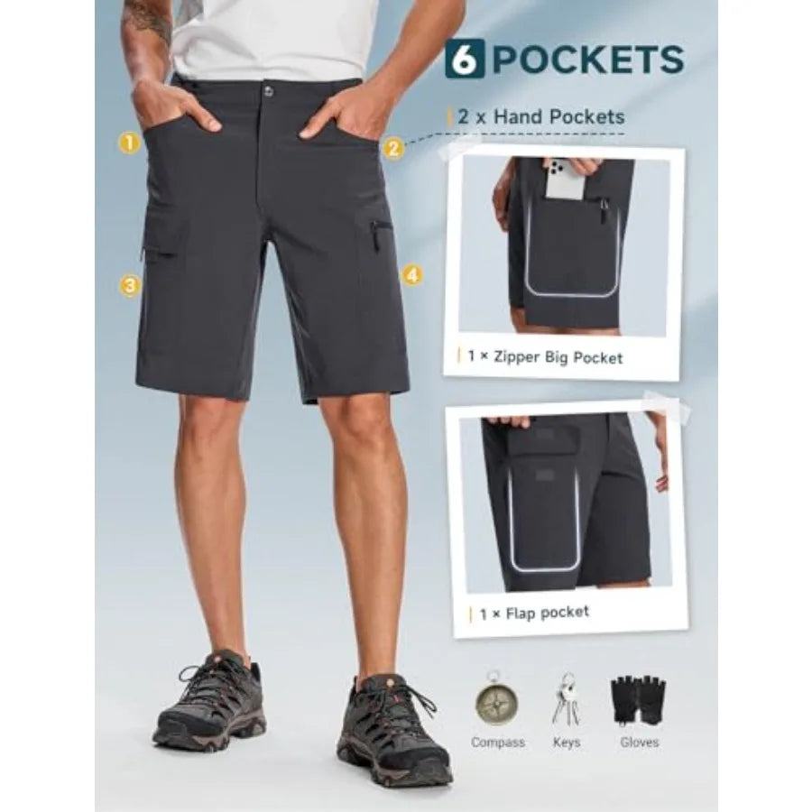 Mens Hiking Shorts With Phone Pocket Lightweight Quick Dry
