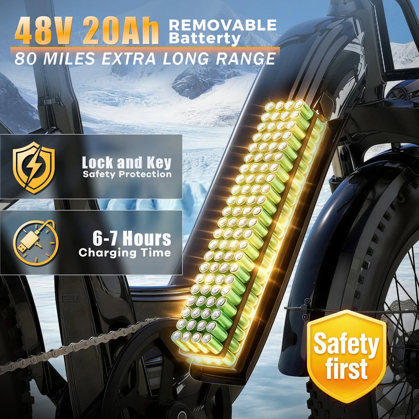 CYBERVELO EK8 1000W Fat Tire Electric Bike With Removable Battery