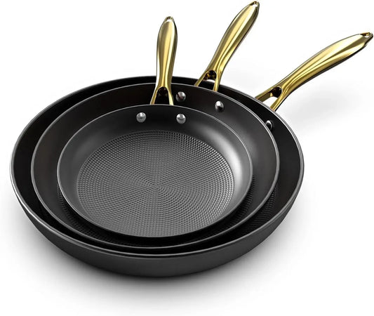 Three-Piece Nonstick Frying Pan Set 8 10 12 Inch Skillets