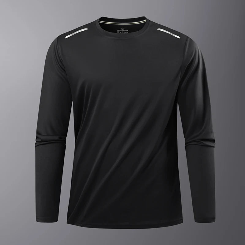 Reflective Sport Gym T Shirt Men Quick Dry Long Sleeve