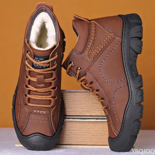 YBQJOOCN Men's Winter Velvet High Top Snow Boots