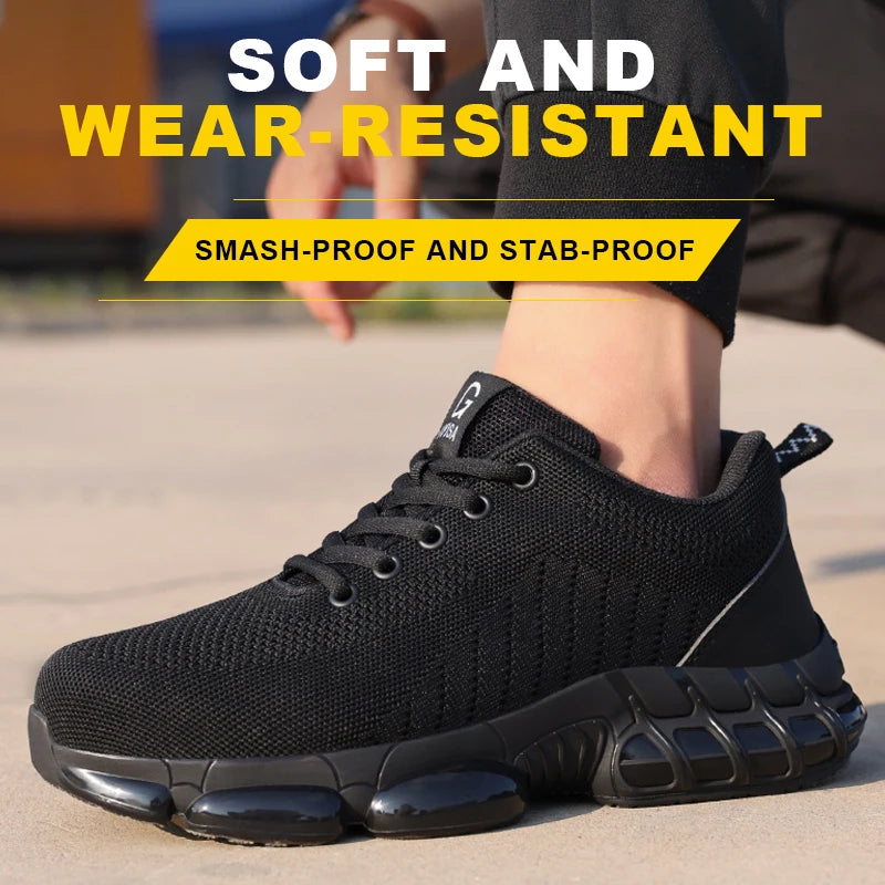 Men's Steel Toe Work Boots Breathable Lightweight Safety Shoes