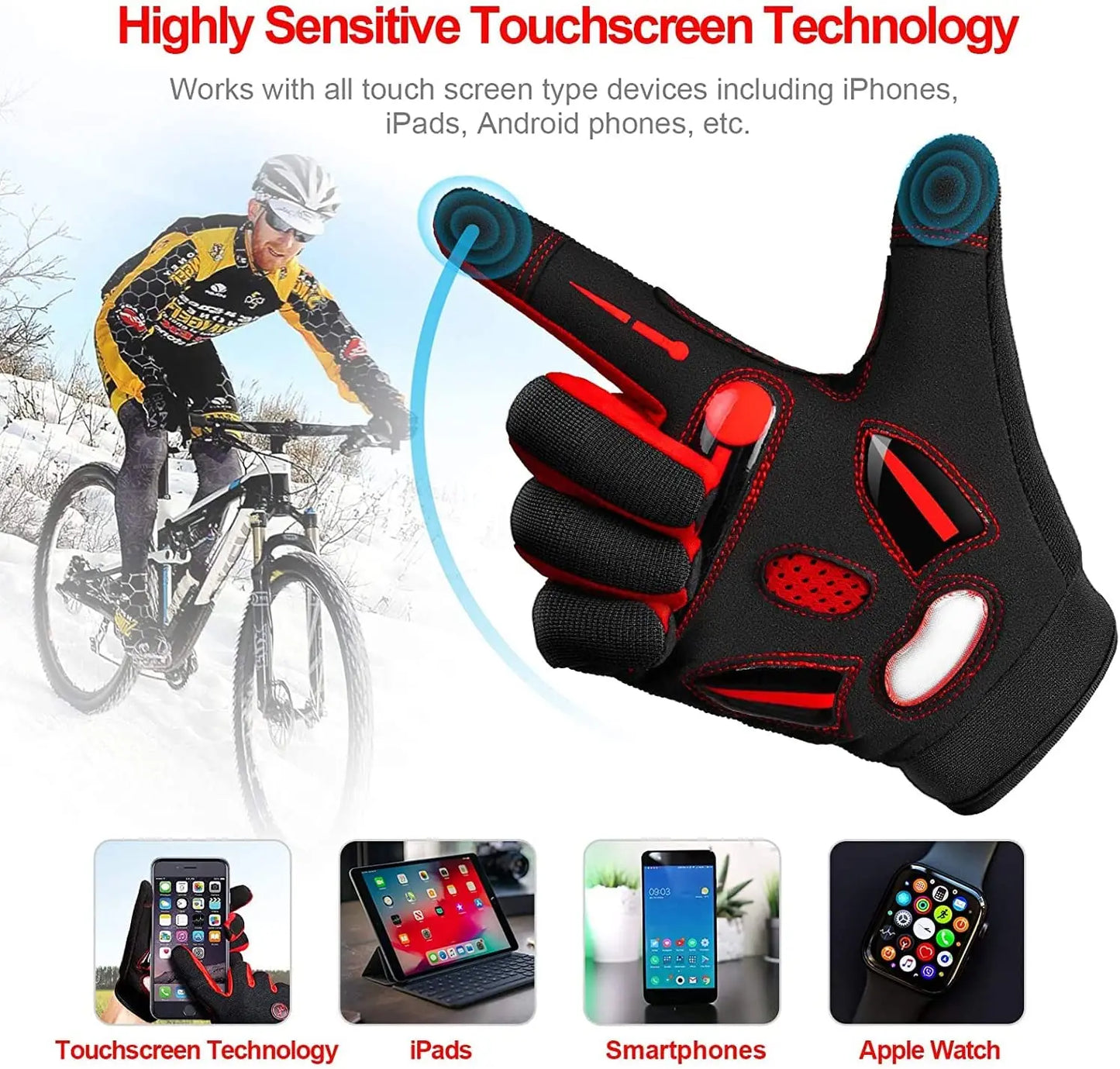 MOREOK Racing Gloves Motocross Breathable Non Slip MTB Cycling Touch Screen
