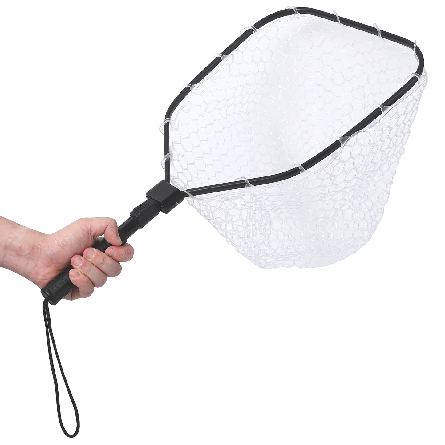 HiMISS Foldable Trout Fly Fishing Net With Handle Soft Rubber