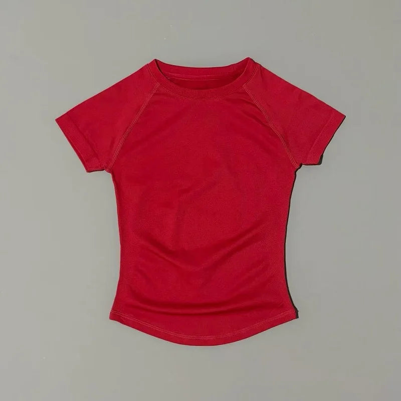 Women Running Short Sleeve Top Breathable Gym Yoga Fitness Shirt