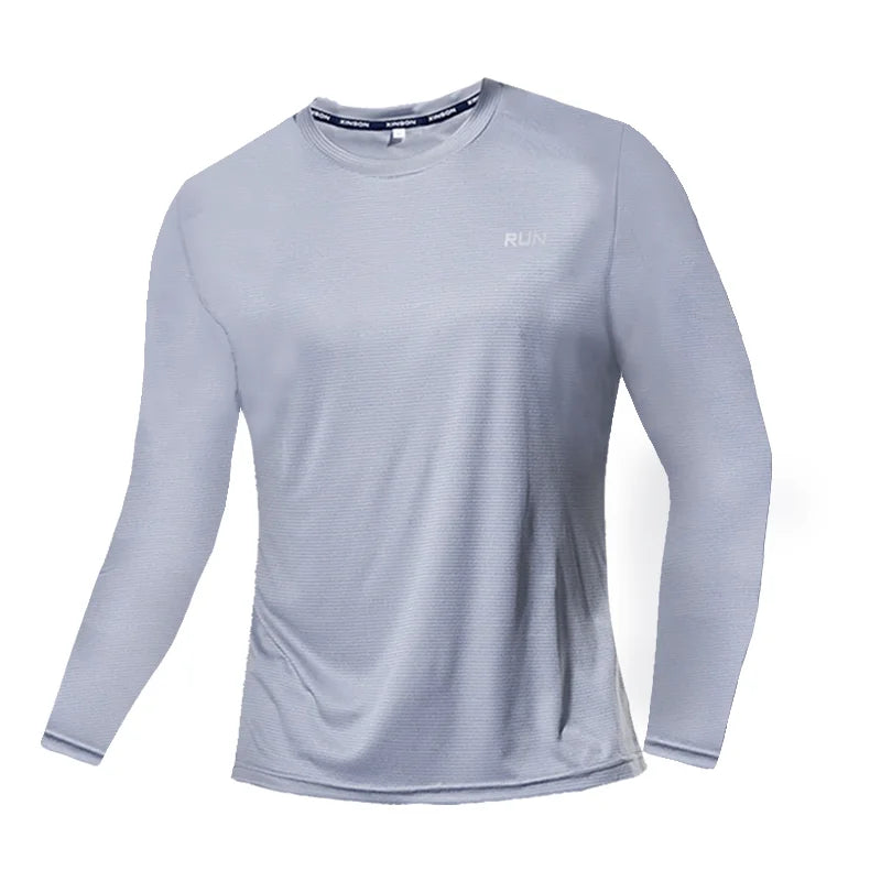 Summer Ice Silk Long Sleeve Tee Men Quick Dry Breathable