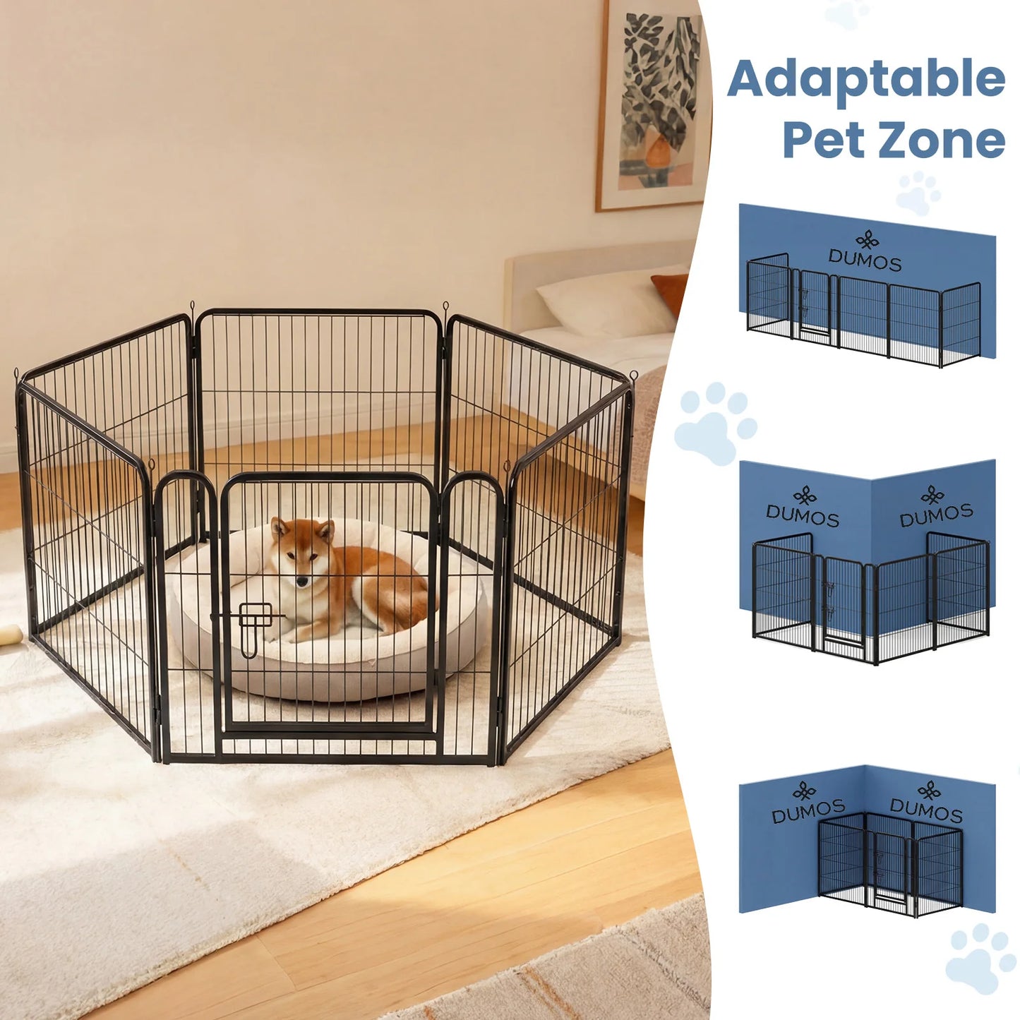 JHK Metal Dog Playpen Foldable Outdoor Pet Fence For Yard