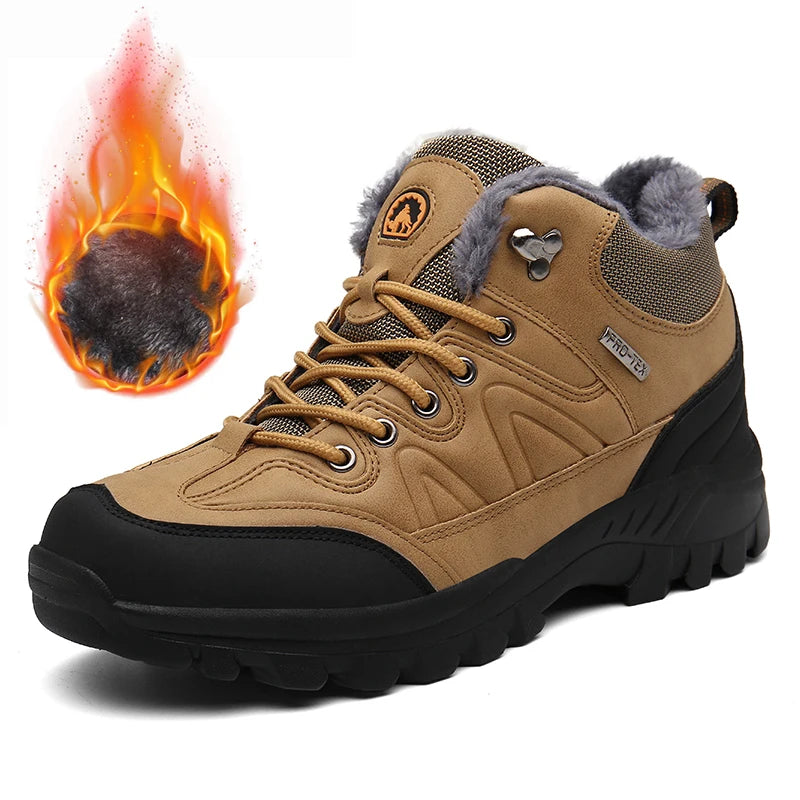 Senlongbaocn Winter Men's Boots Waterproof Leather Snow Boots
