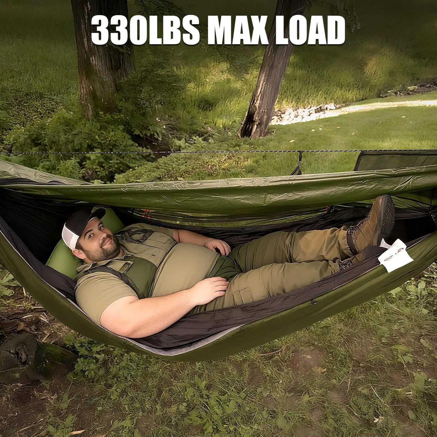 Portable 4-In-1 Camping Hammock Tent With Rain Tarp Mosquito Net