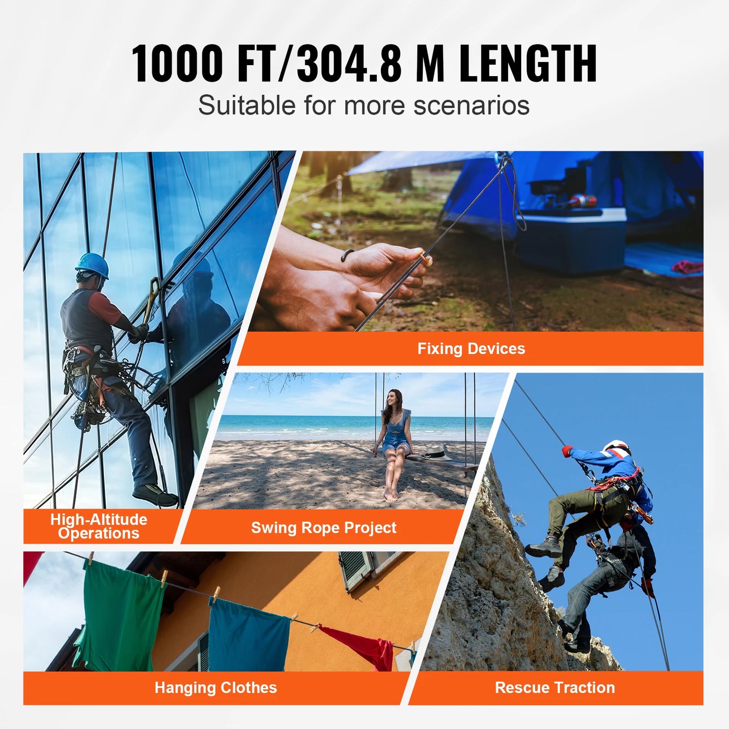 SucceBuy Nylon Cord Multi-Purpose Rope for Outdoor and Emergency