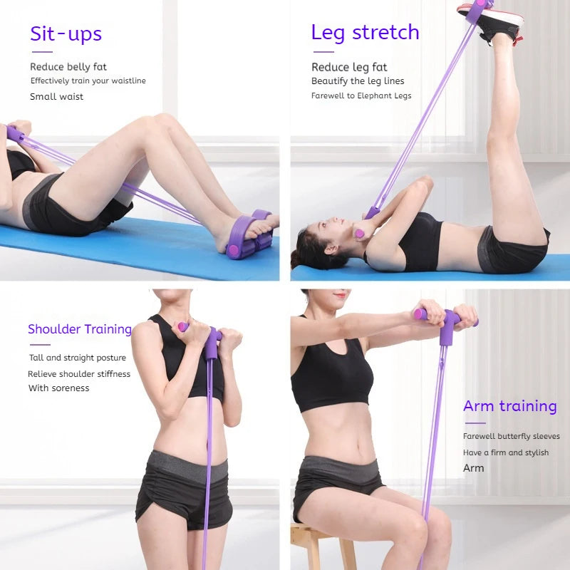 None 6 Tube Resistance Band Multi Function Tension Rope Fitness