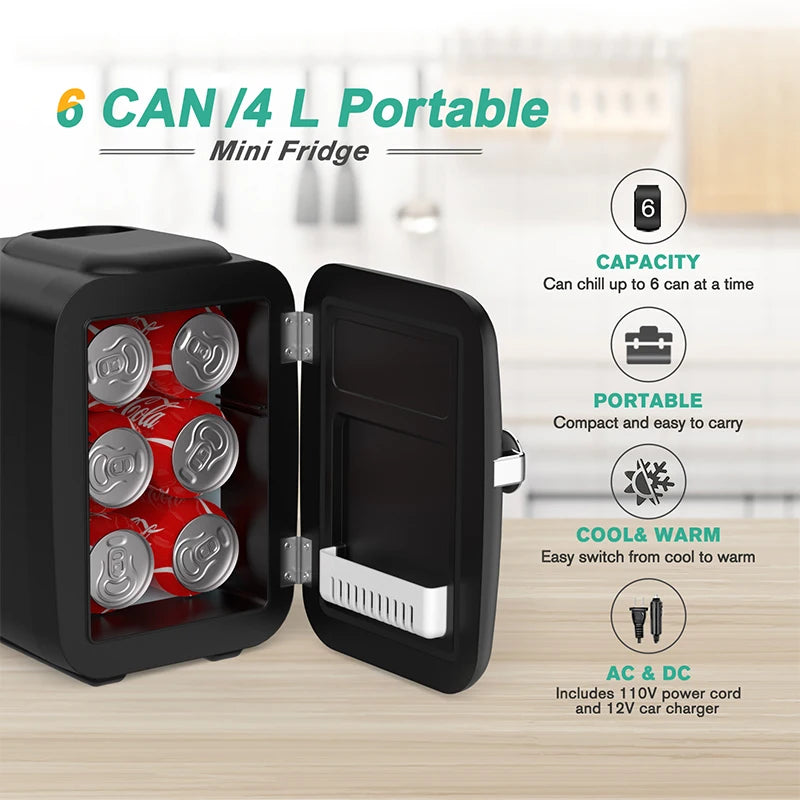 Crownful Beauty Skincare Mini Fridge ACDC Refrigerator for Travel