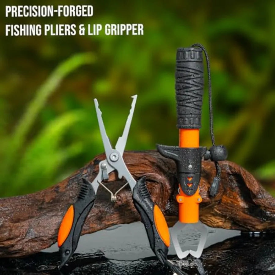 Telescoping Rod and Spinning Reel Combo with Lures Pliers Backpack