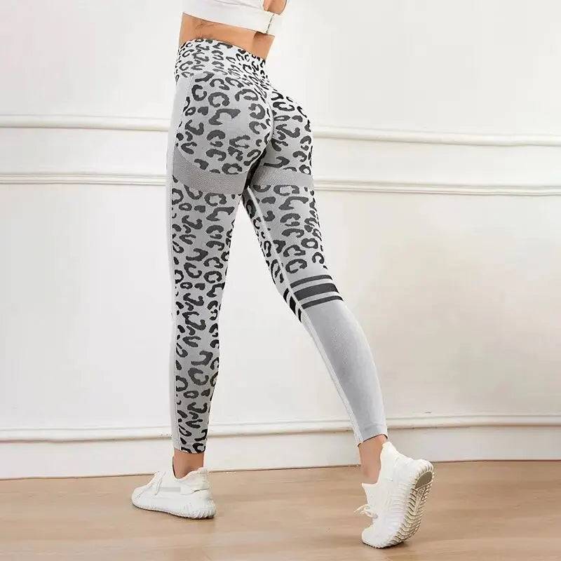 Leopard Print Seamless Quick Dry Yoga Pants With High Waist