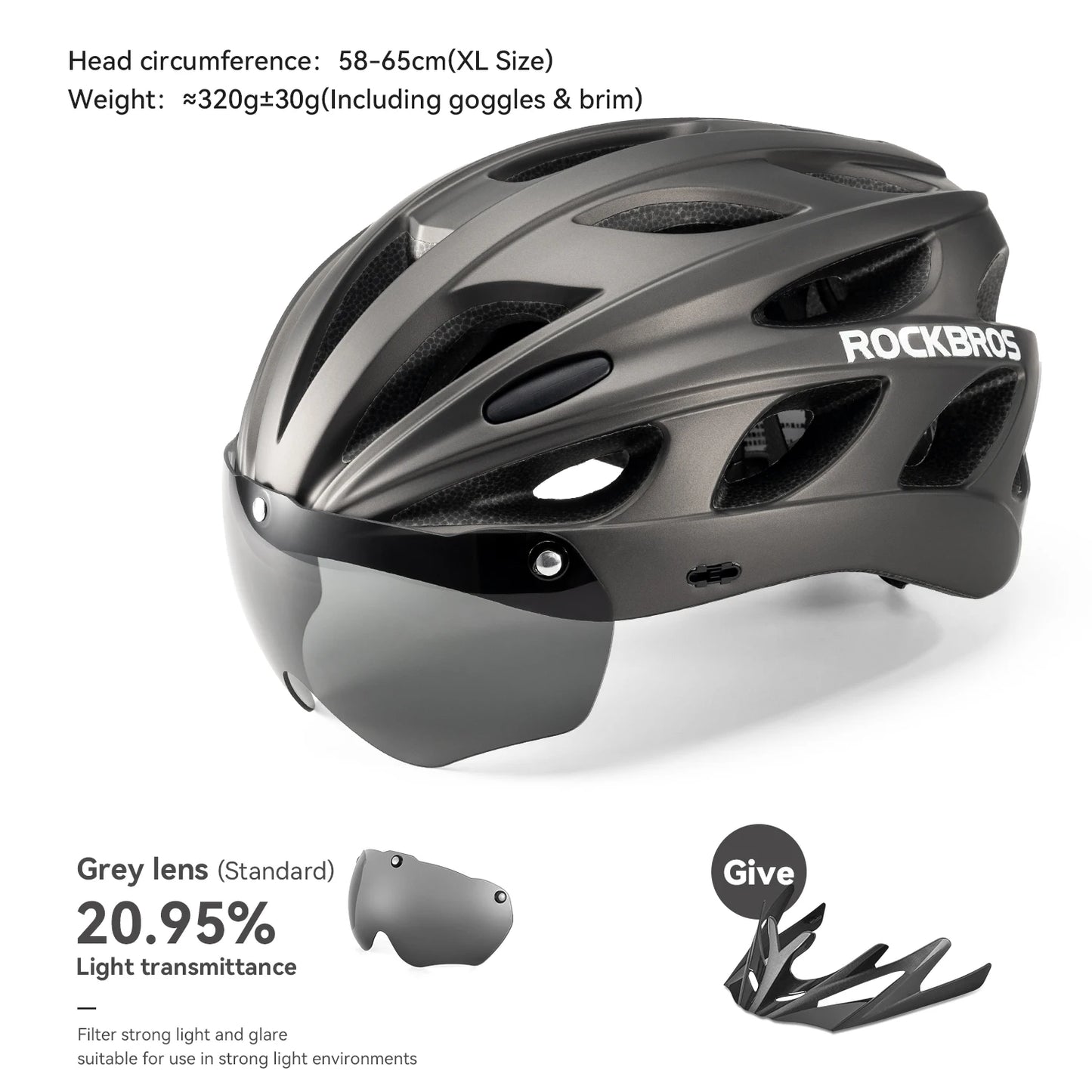 ROCKBROS Cycling Helmet Lightweight Integrated Helmet With Goggles