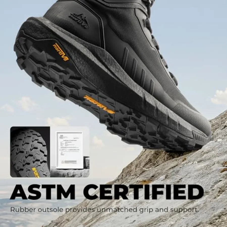 NORTIV 8 Tactical Hiking Boots With Cushioned Sole And Side Zip