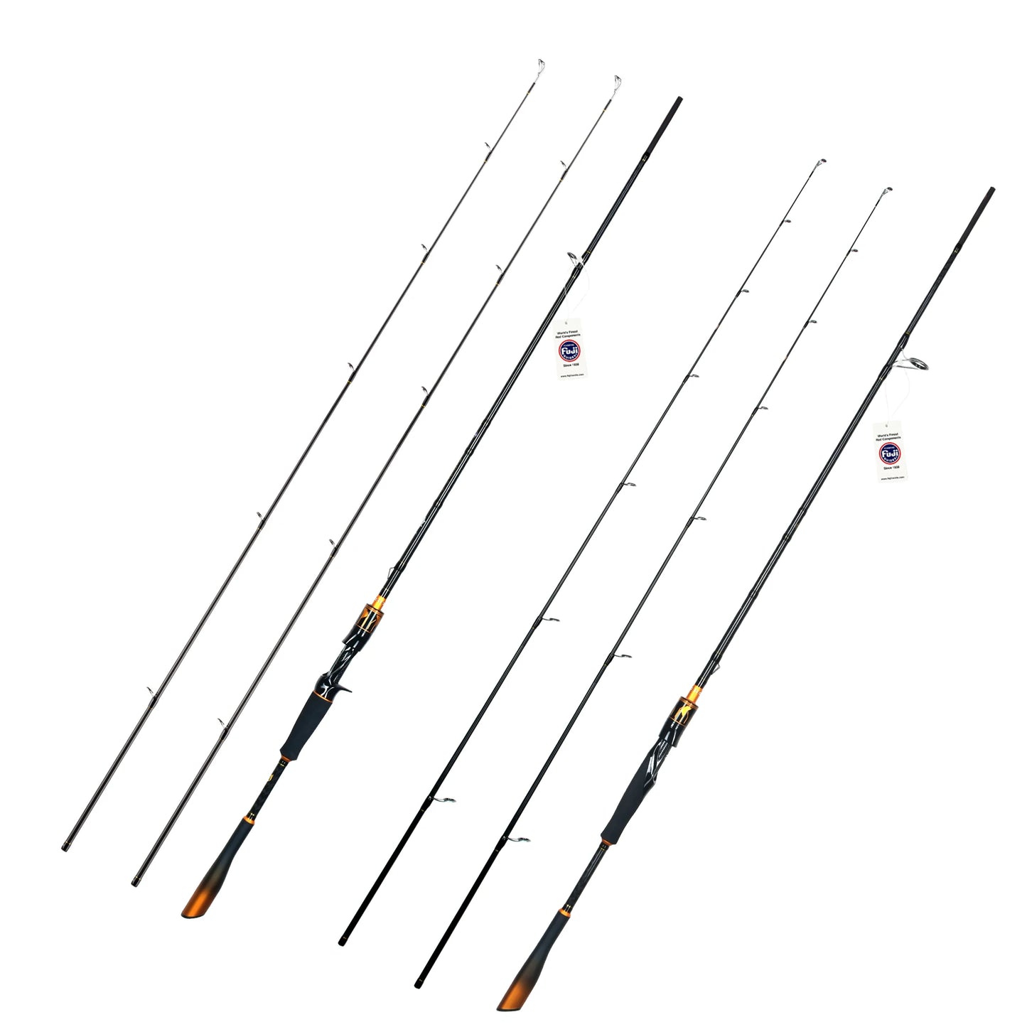 BIUTIFU Spinning Casting Rod Fuji Guide 2 Section Carbon