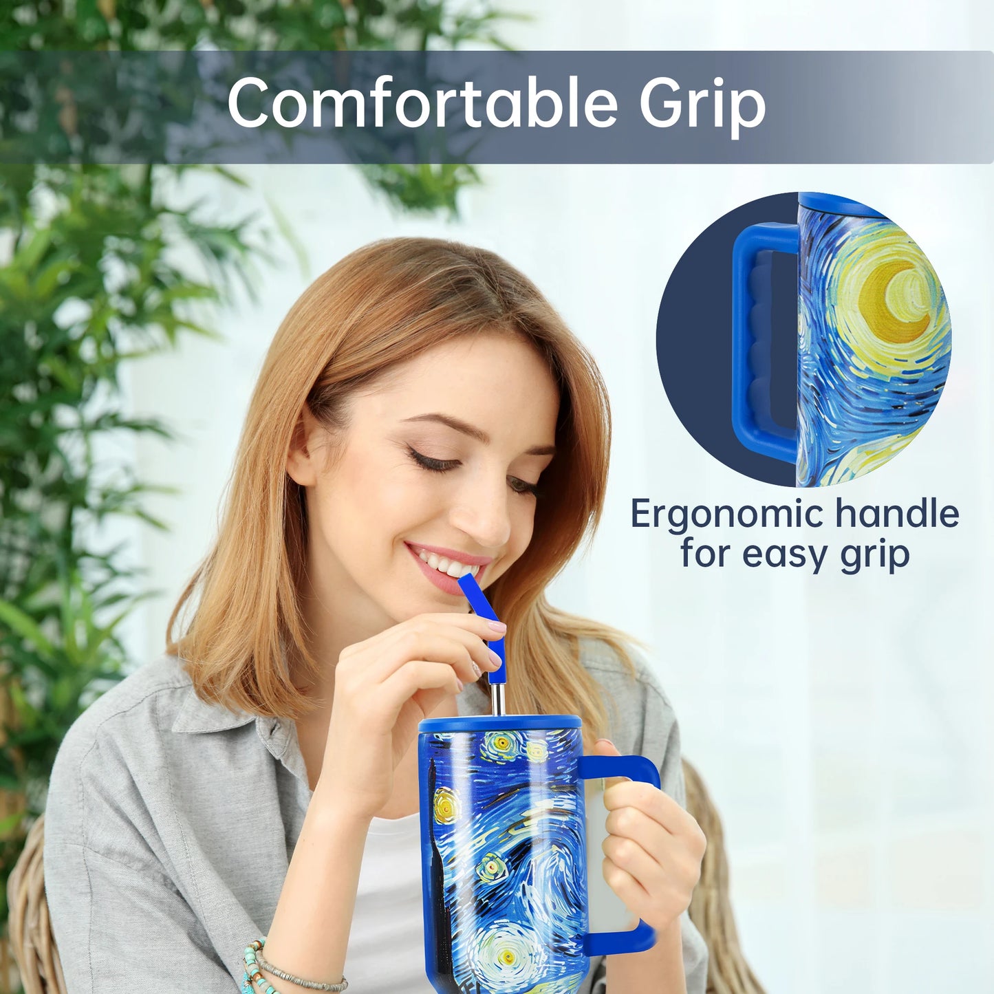 NONEDrinkware Stainless Steel Tumbler With Straw Vacuum Insulated