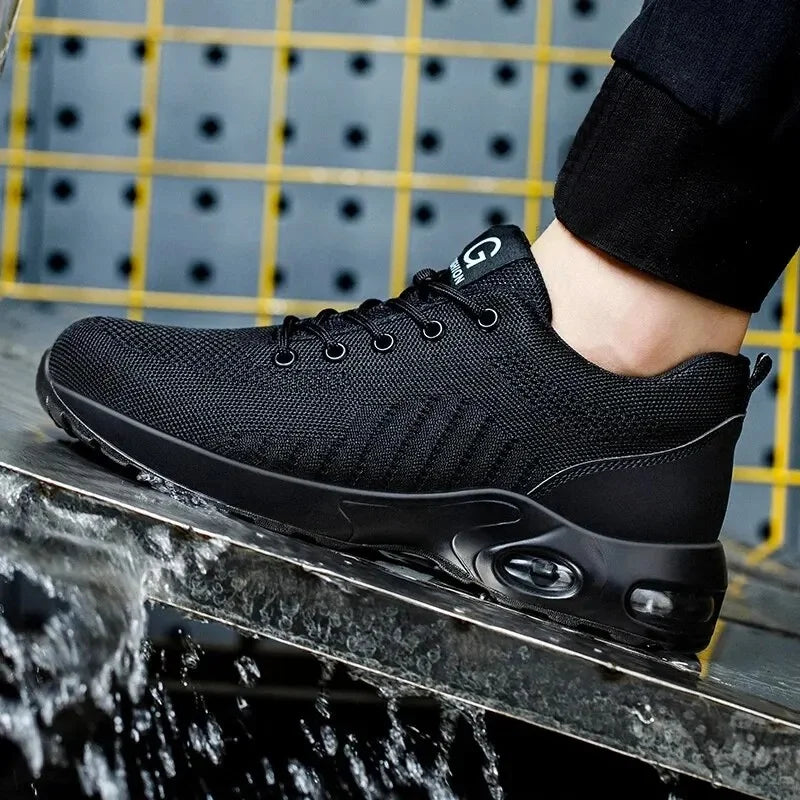 Men's Steel Toe Work Boots Breathable Lightweight Safety Shoes