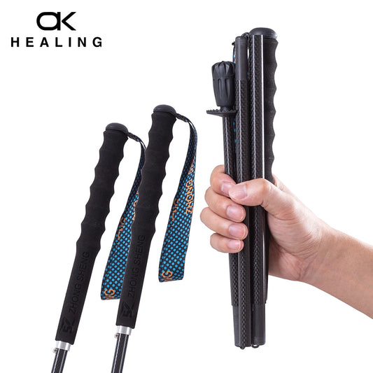 OKHEALING Lightweight T800 Carbon Fiber Hiking Trekking Poles Collapsible