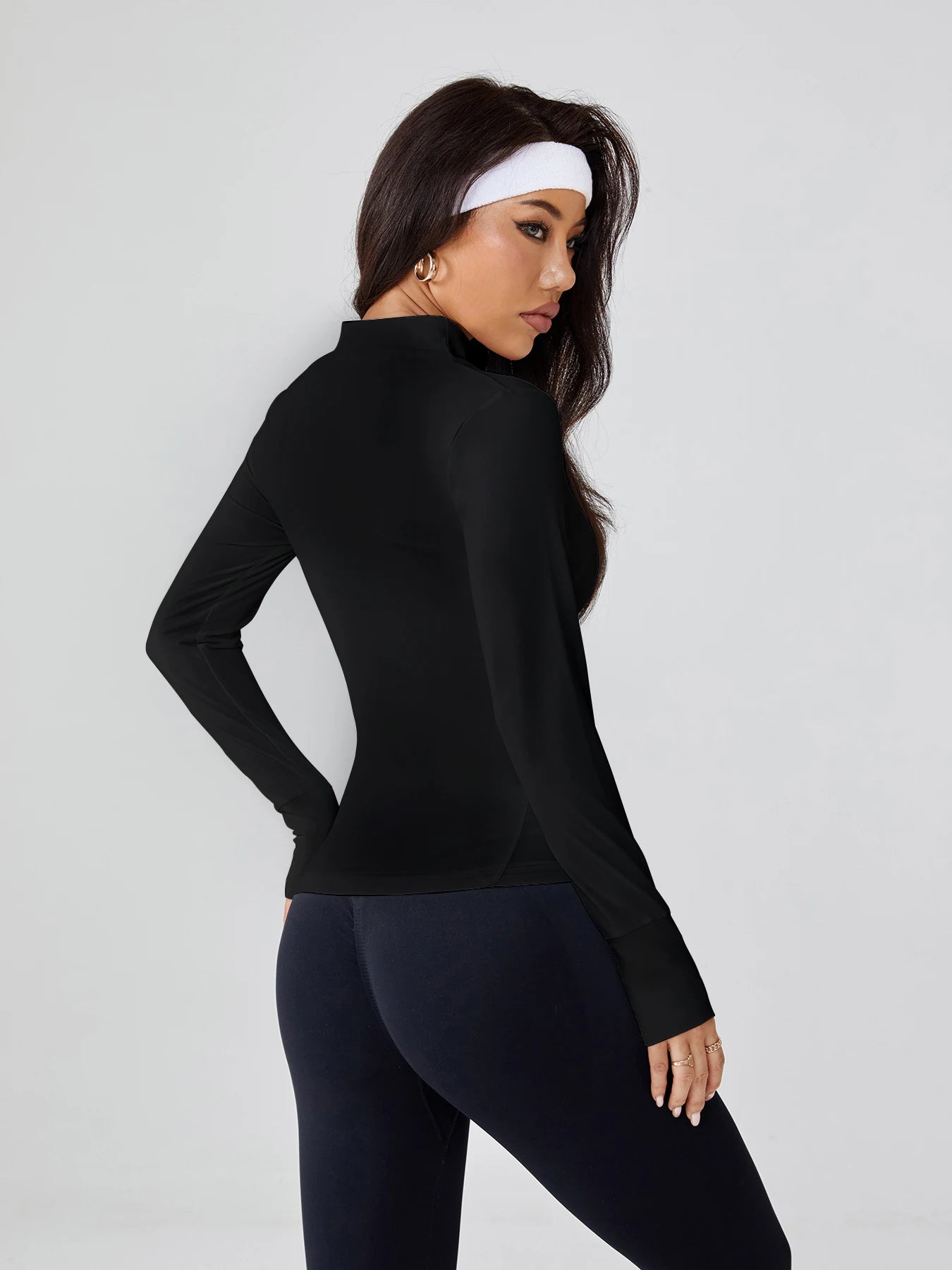 NONECN Yoga Crop Top Slim Fit Fall Winter Base Layer