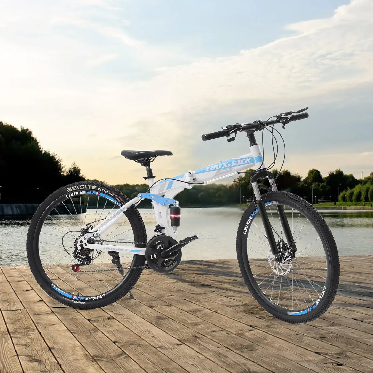 Foldable Mountain Bike For Men With 21-Speed Disc Brakes