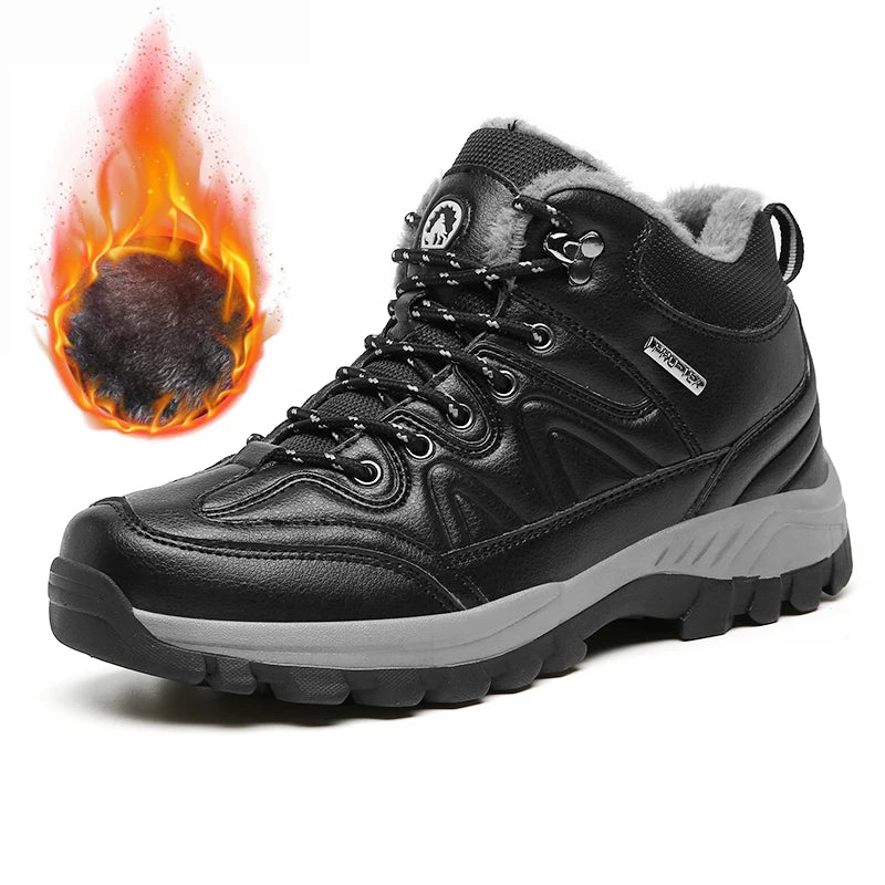 Senlongbaocn Winter Men's Boots Waterproof Leather Snow Boots