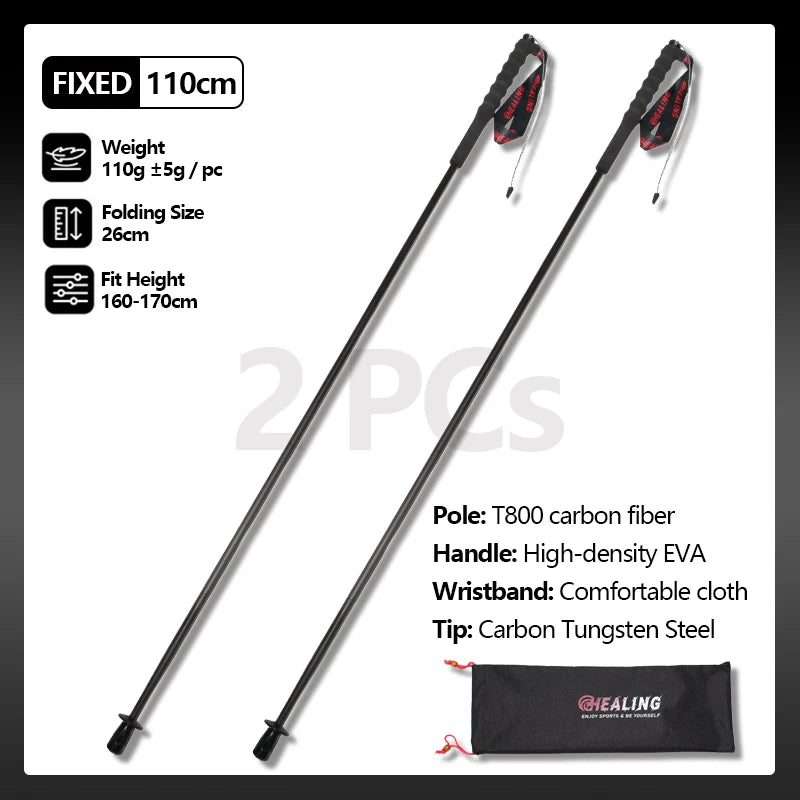 OKHEALING Ultralight Carbon Fiber Trekking Poles Foldable