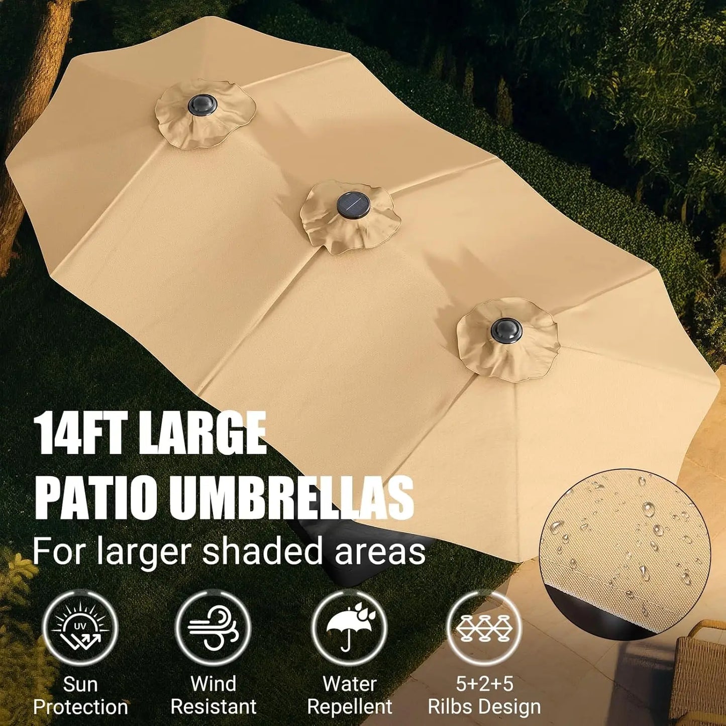 Double-Sided Patio Umbrella With Base Included For Outdoor Use