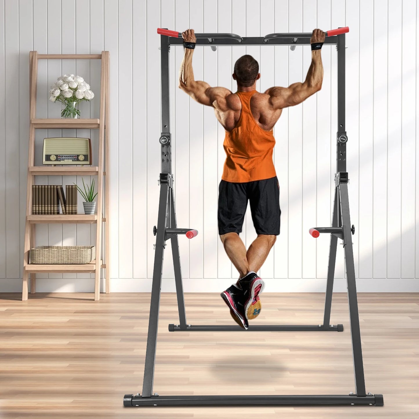 Foldable Power Tower Dip Station for Home Gym Training