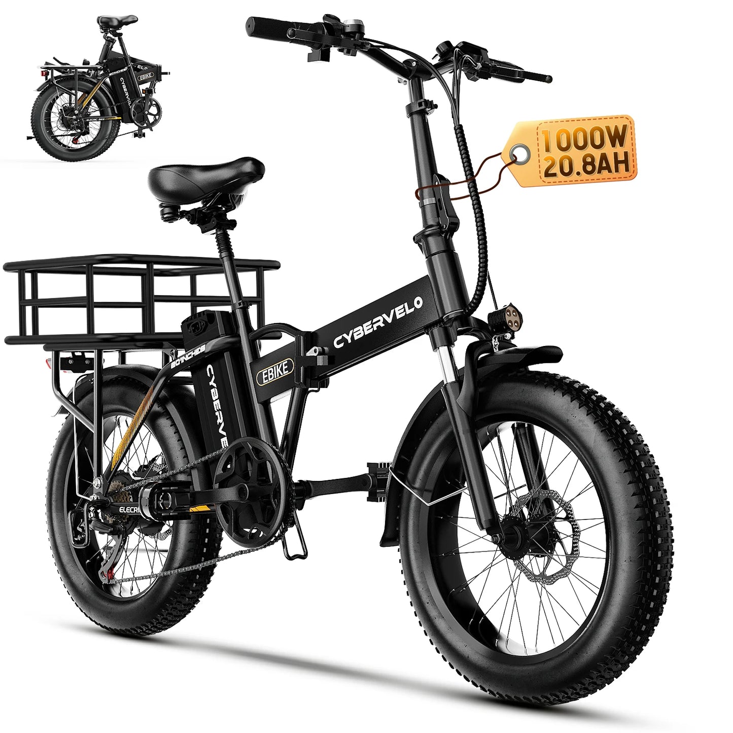 CYBERVELO EK4 Folding Electric Bike For Adults With Fat Tire