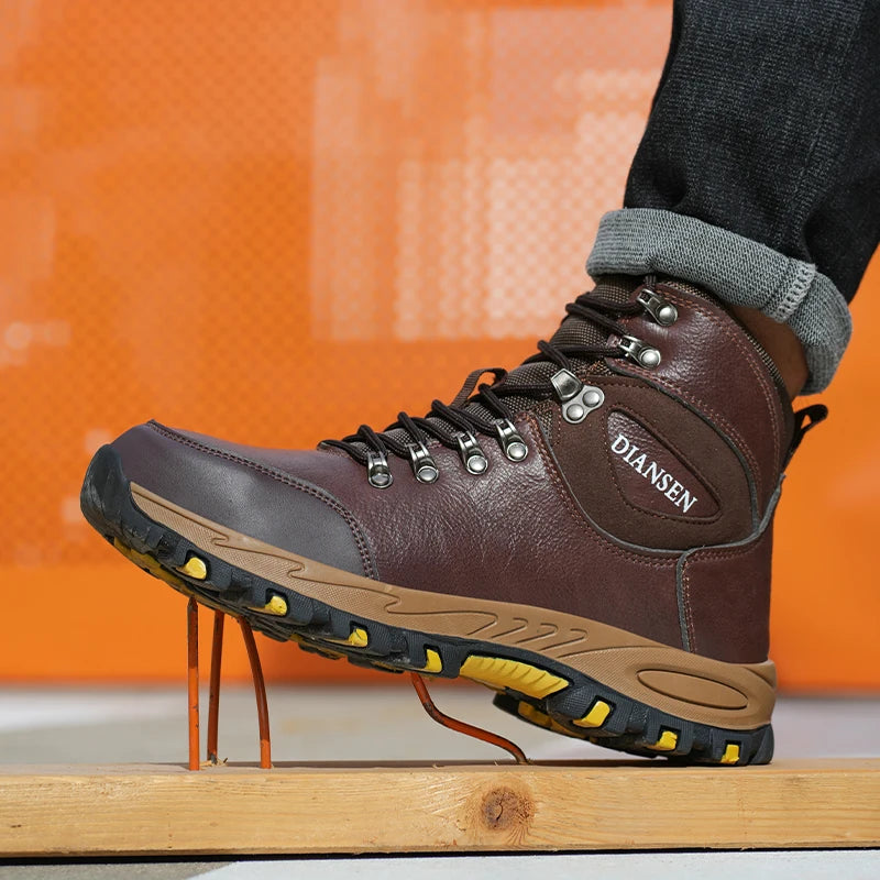 VEIGAR Waterproof Leather Safety Boots For Men Industrial Work
