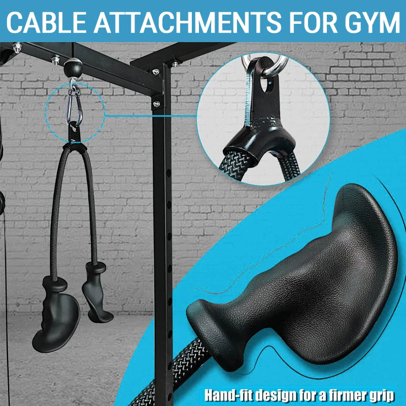 Heavy Duty Tricep Rope And Lat Handle Set For Home Gym Cable Attachments