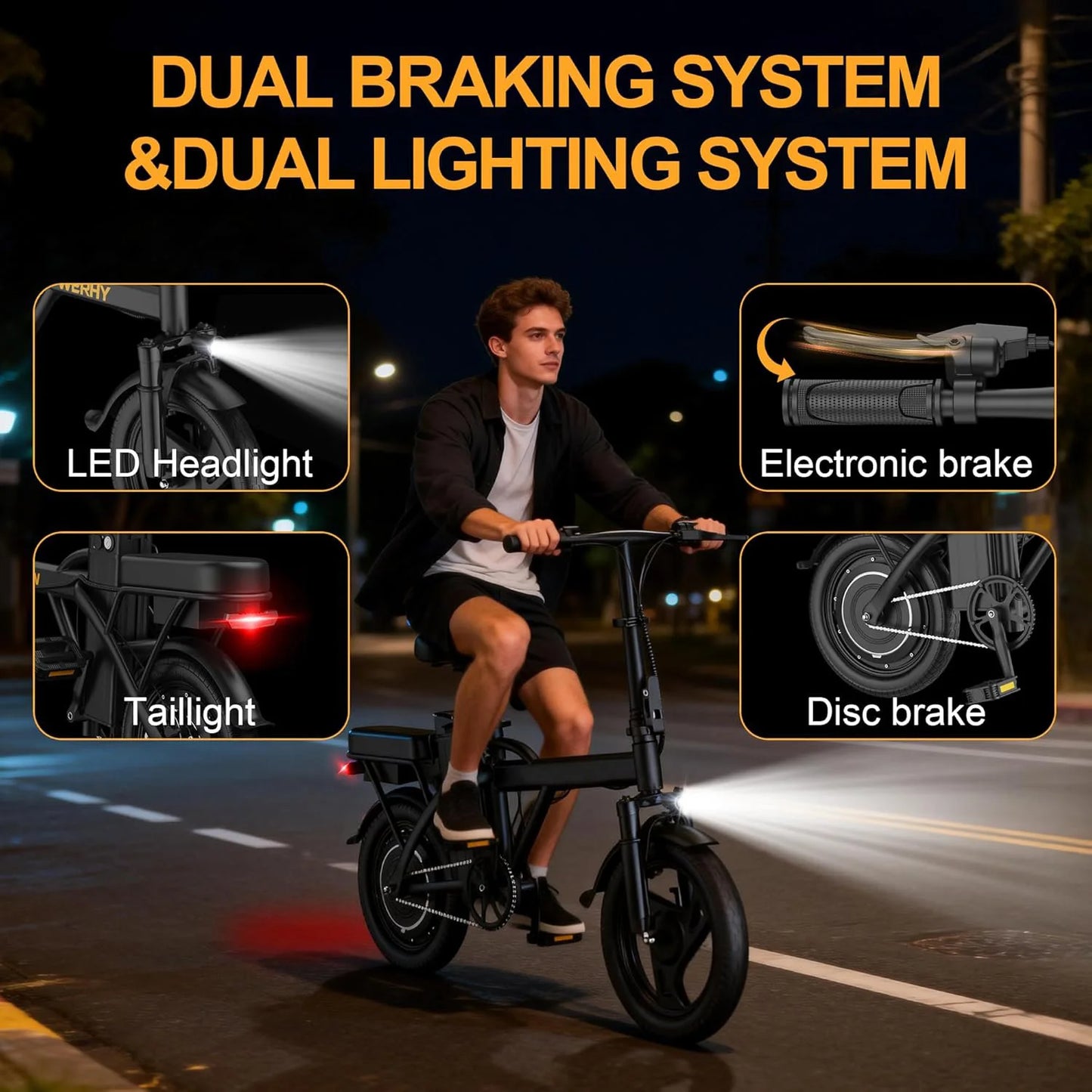 Ladped Foldable Electric Bike 500W Dual Seat Long Range 48V