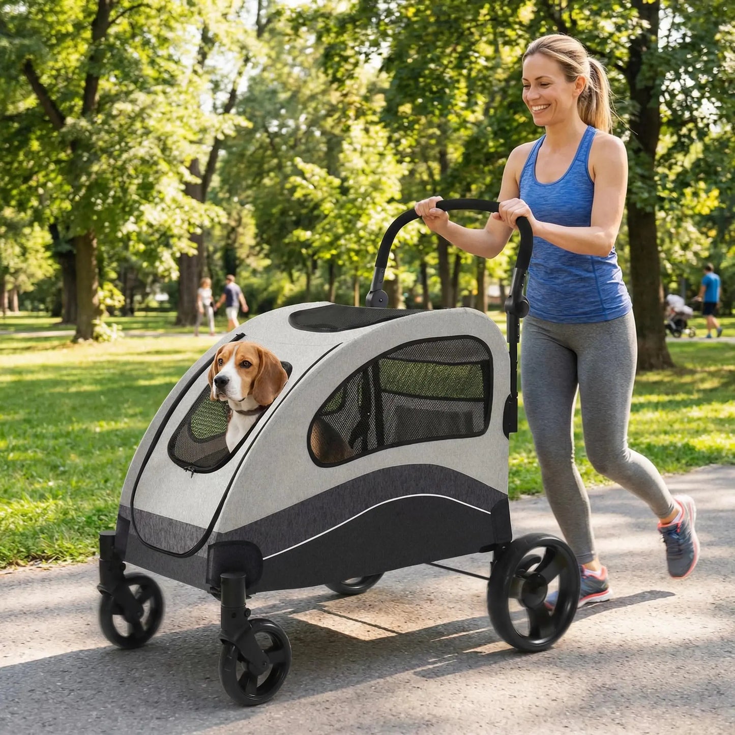 HiMISS Collapsible Dog Stroller Wagon With 360 Degree Swivel