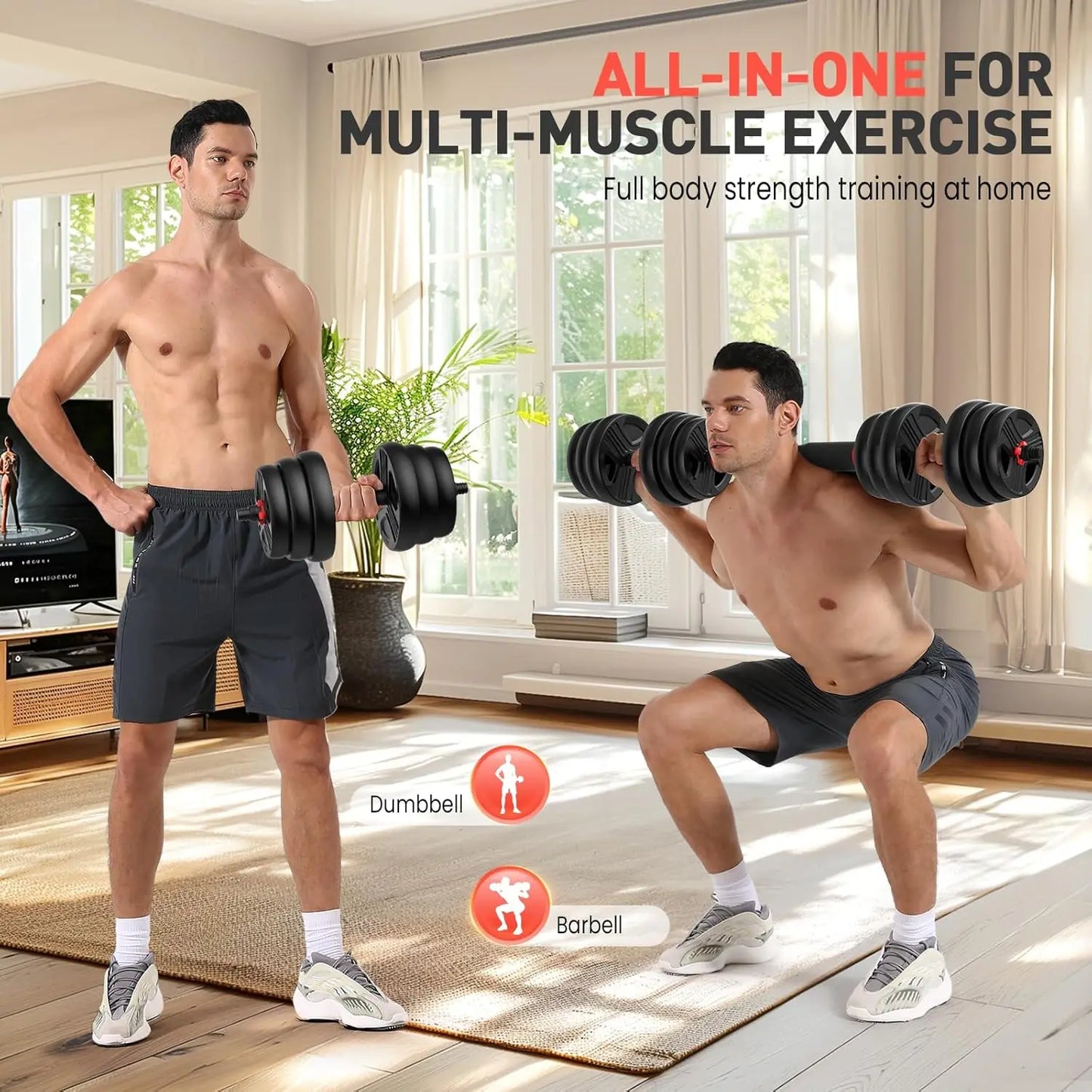 Adjustable Dumbbells Set 20 Lbs For Home Gym Convertible
