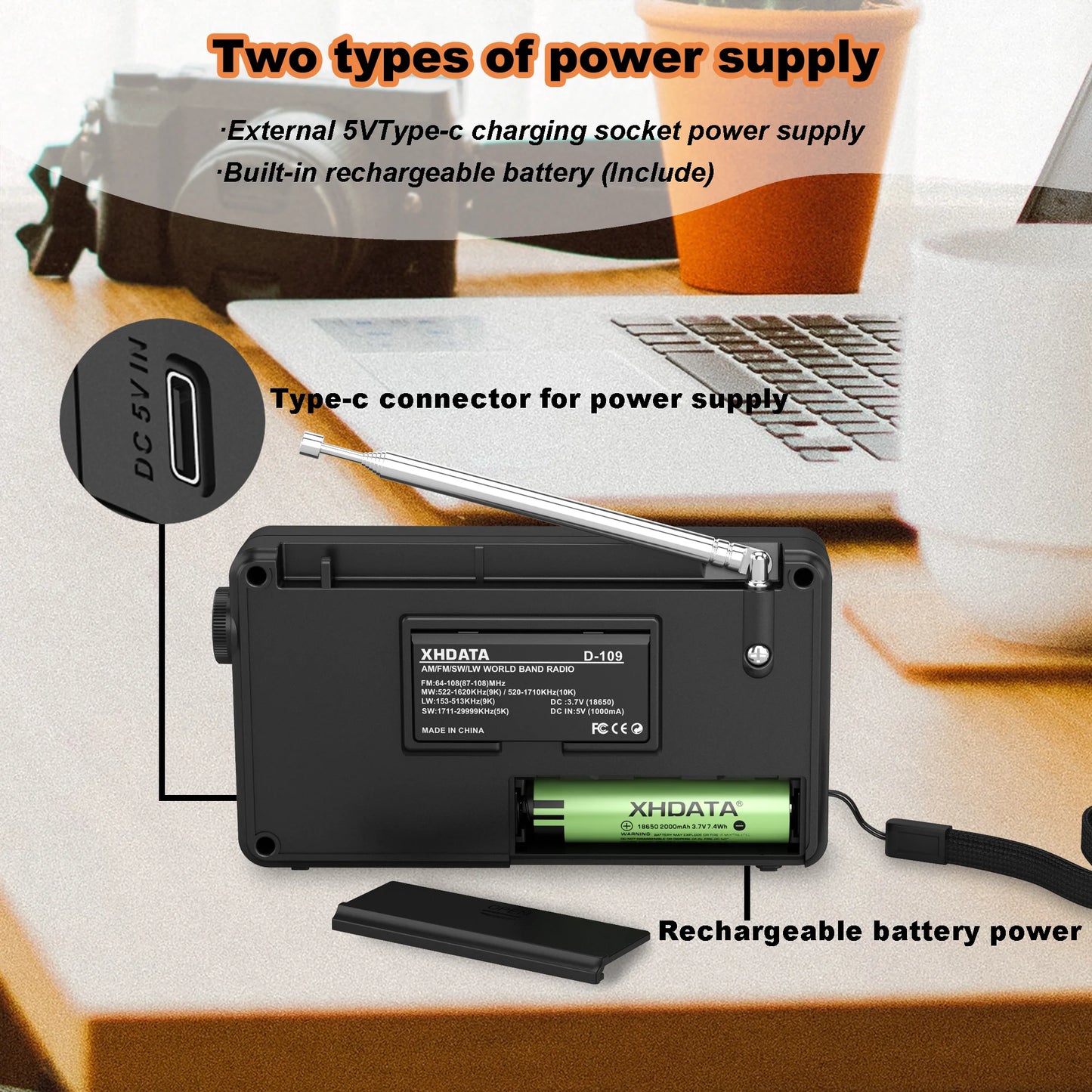 XHDATA D109 World Band Radio DSP AM FM SW Bluetooth