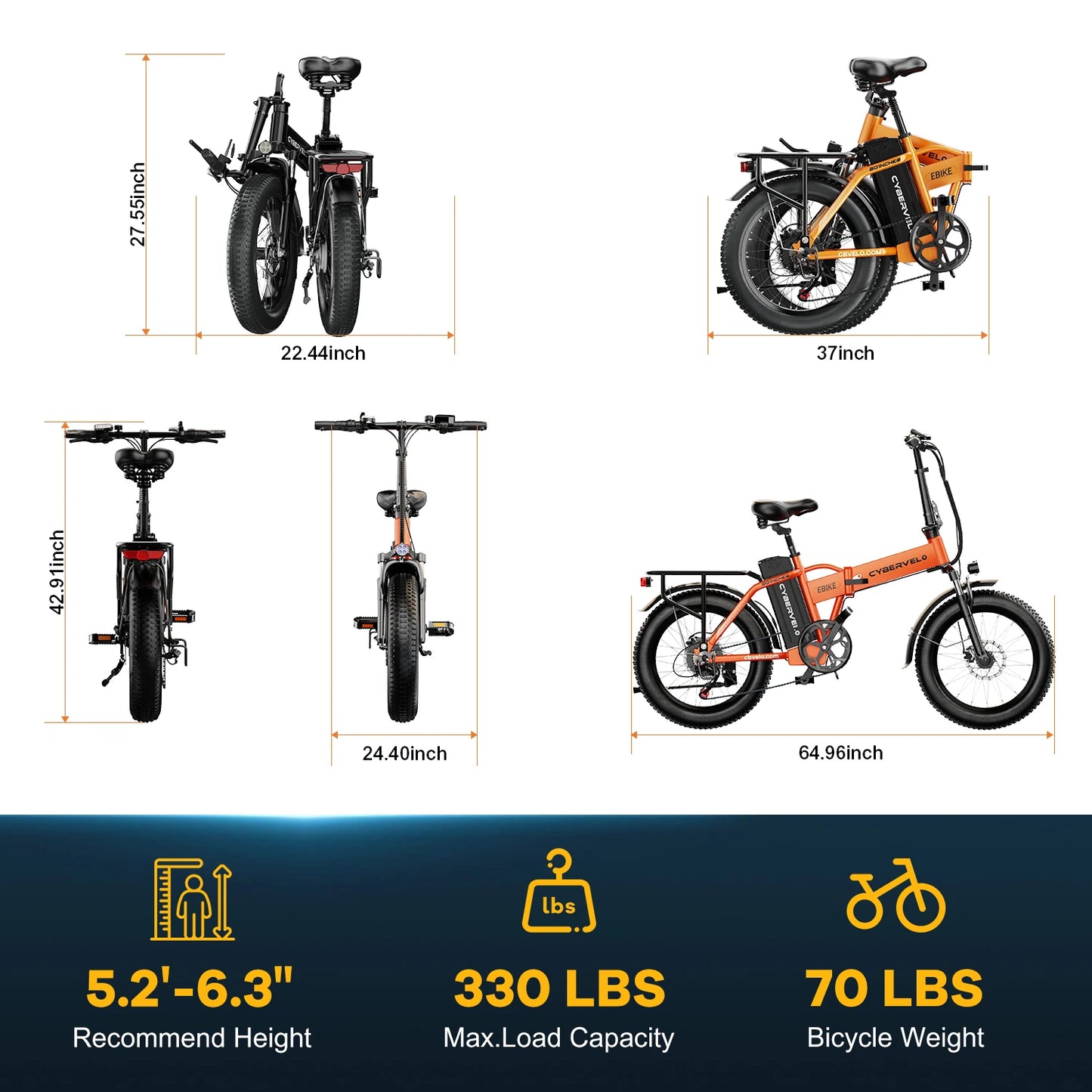 CYBERVELO EK4 Folding Electric Bike For Adults With Fat Tire