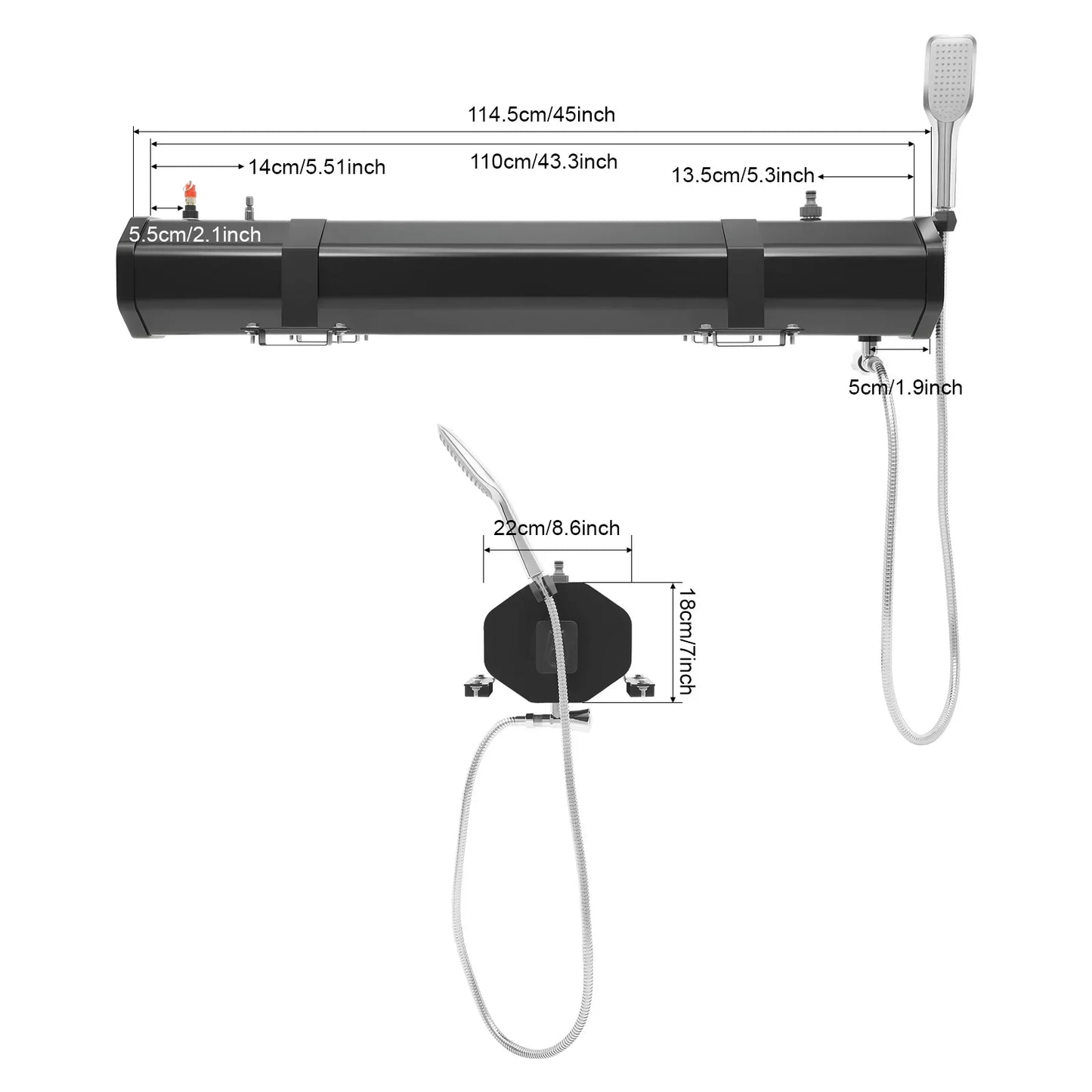 Roof Rack Mounted Pressurized Camping Shower System