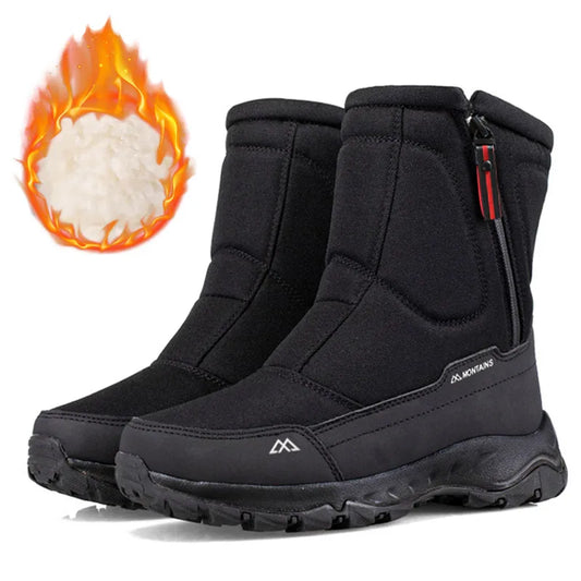 Men's Winter Waterproof Insulated Snow Boots For Outdoor Use