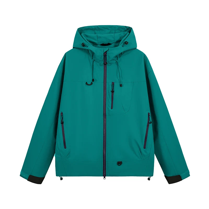 Unisex Waterproof Hooded Hiking Windbreaker Jacket for Outdoor Activities