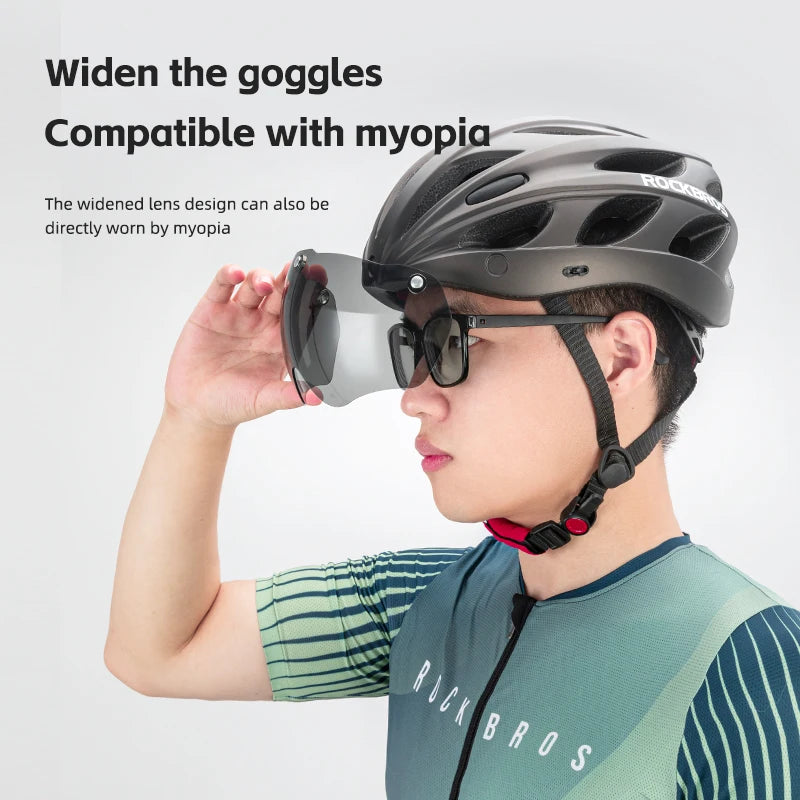 ROCKBROS Cycling Helmet Lightweight Integrated Helmet With Goggles