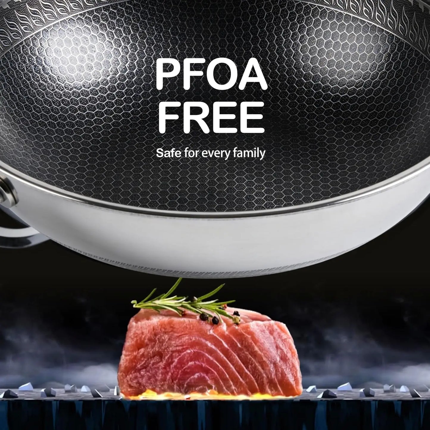 HiMISS Stainless Steel Wok Pan With Lid